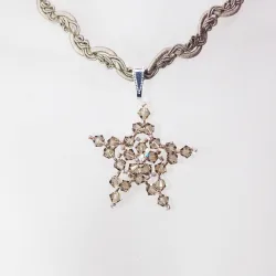 Pendant 45cm - Norma-Khaki Braid - Pendant 45cm - Laiton argenté